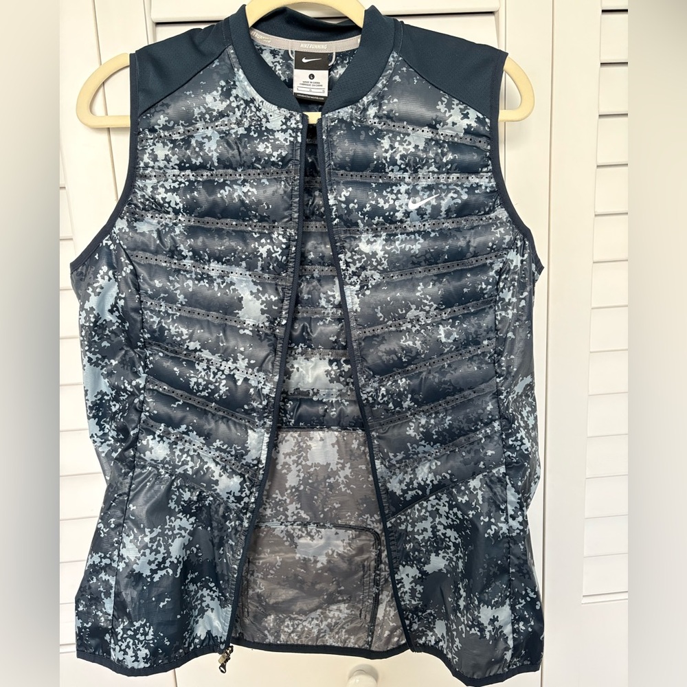 Nike Blue Camouflage Sleeveless Puffer Vest